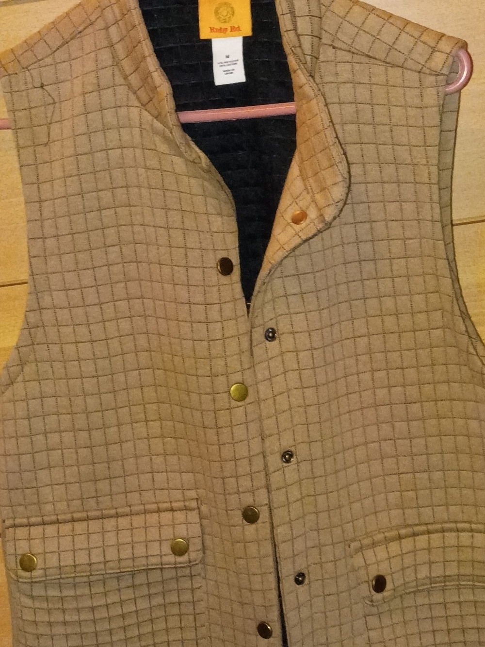 Ruby Rd. Tan Quilted Men's Vest with Grid Stitch